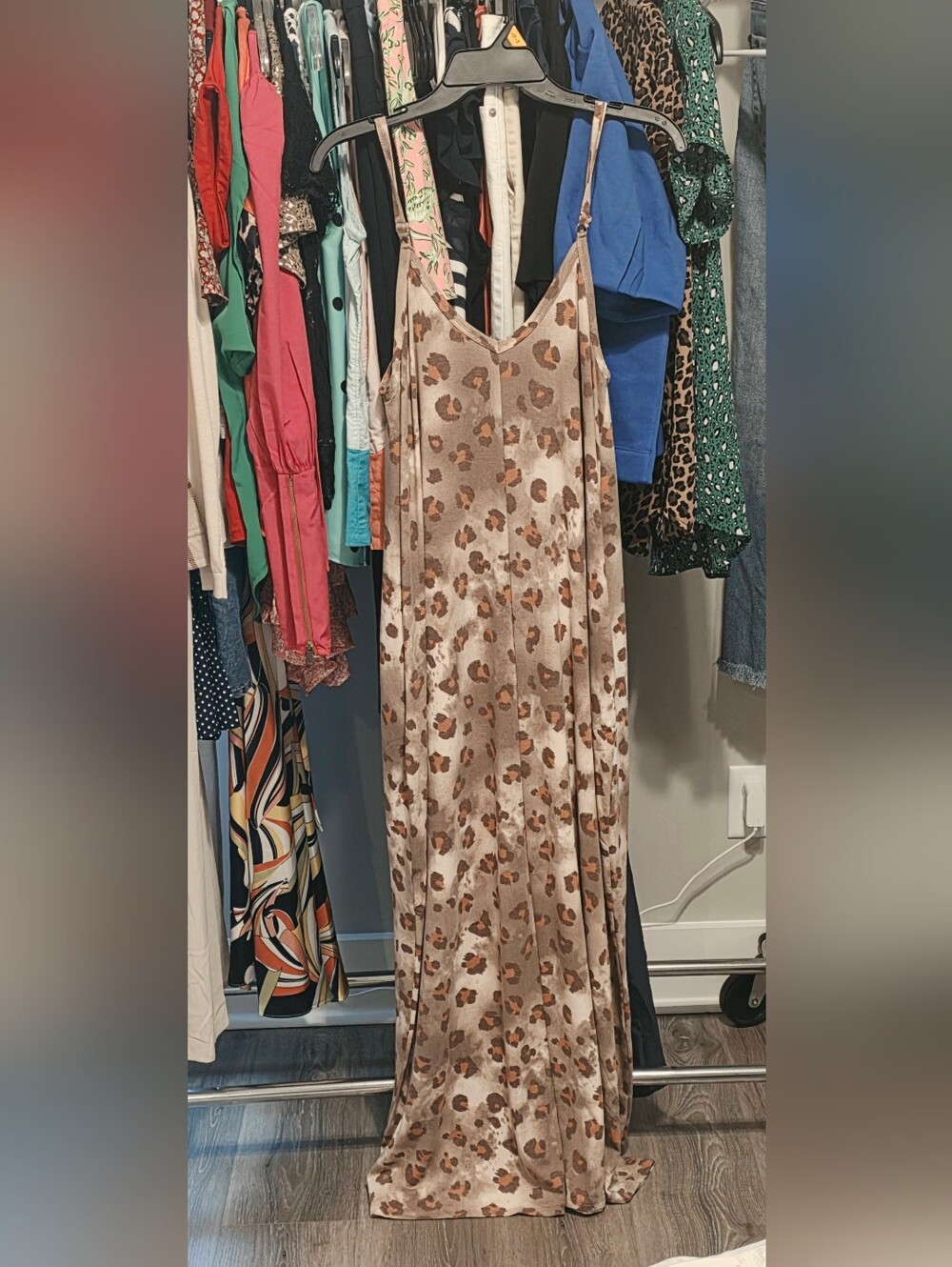 Zenana Outfitters Beige Leopard-Print Dress Size Small